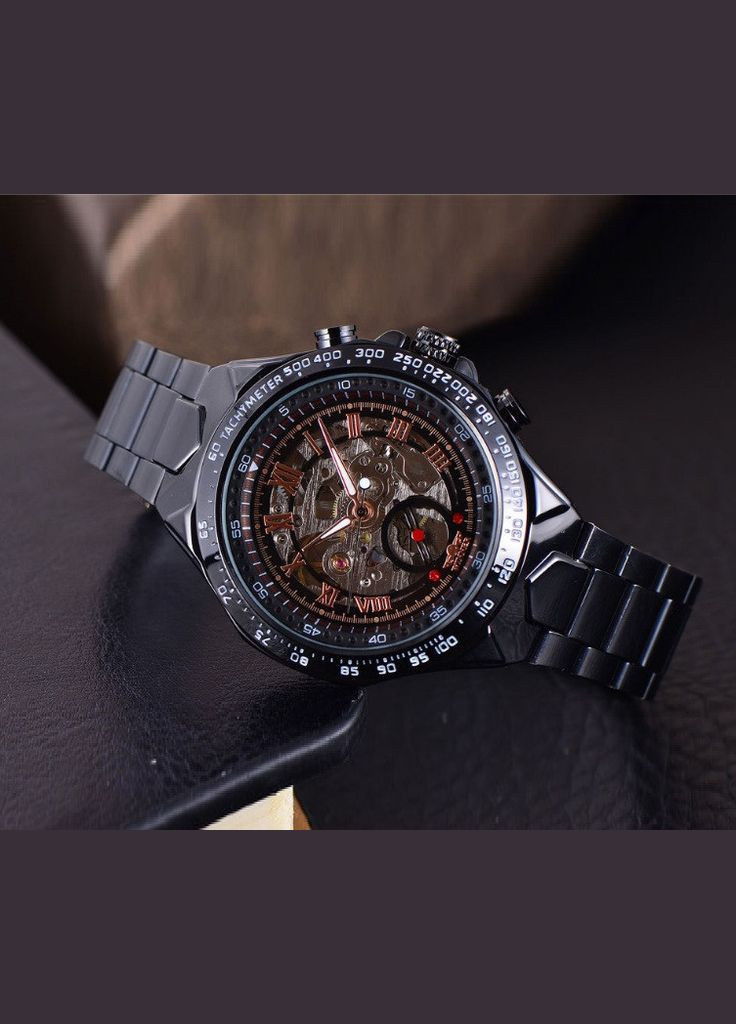 Чоловічий наручний годинник Gold механіка в коробці Чорний PTR Winner (334730422)