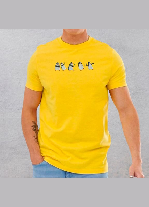 Желтая футболка с вышивкой пингвинов 01-5 мужская (454305-16-6) No Brand