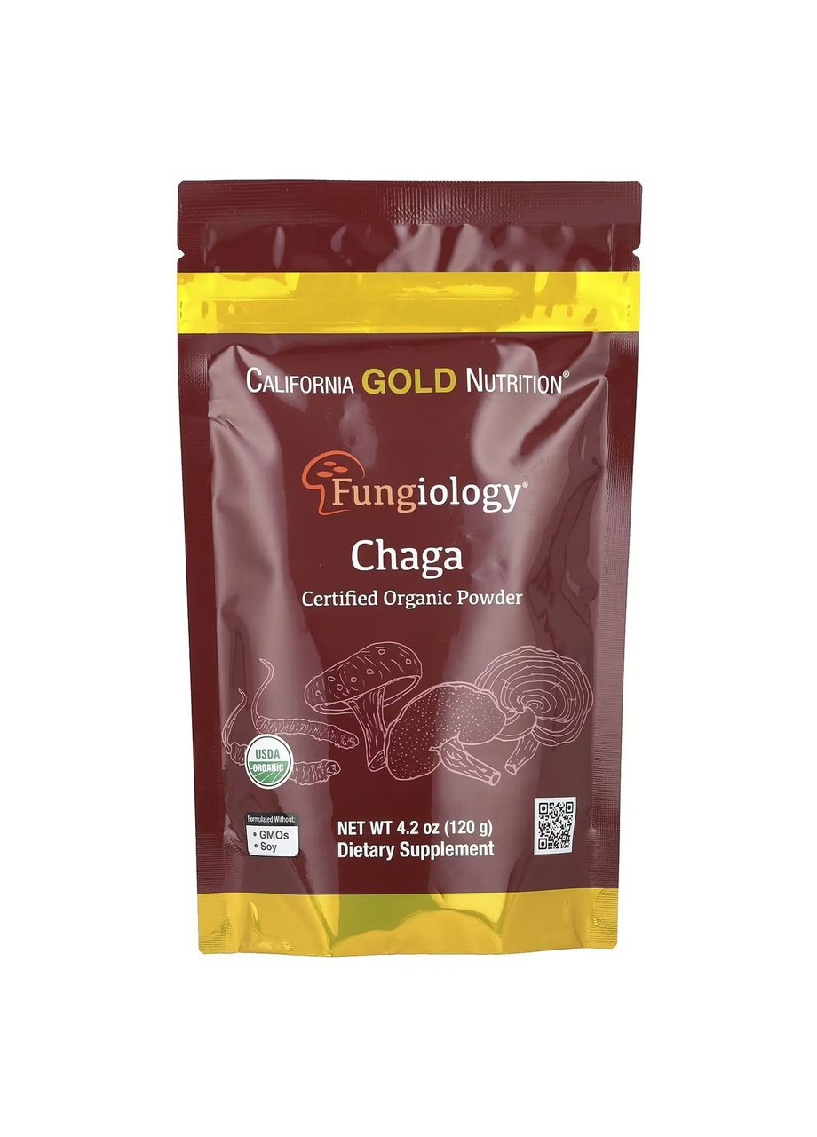 Гриб-чага Fungiolody Chaga 120 г (60 порц.) California Gold Nutrition (346514472)