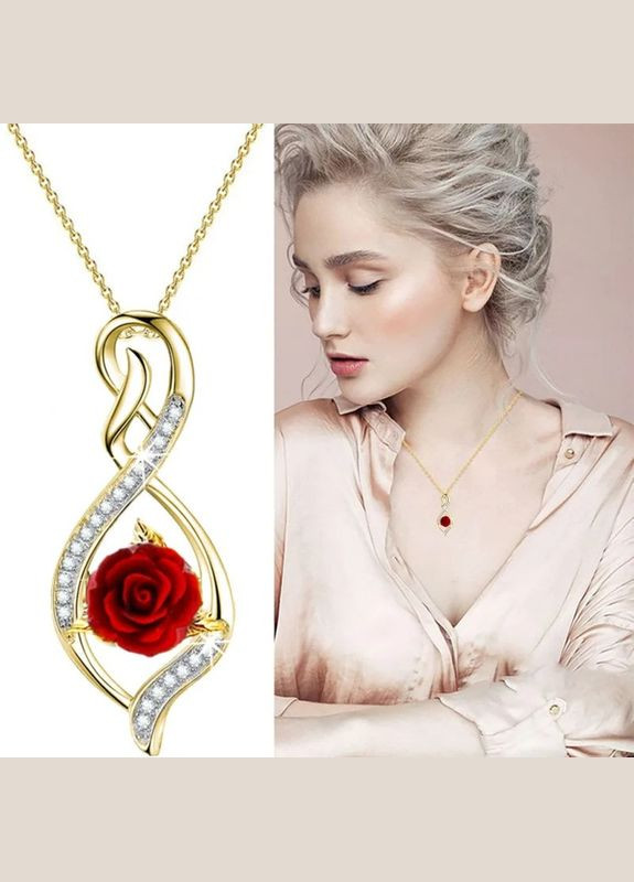 Цепочка с кулоном женская знак бесконечность и на нем роза серебристый Liresmina Jewelry (290664050)