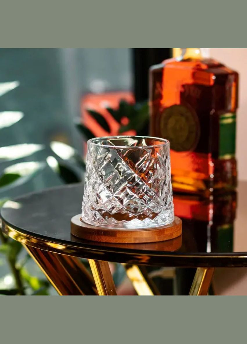 Стакан для виски Dof с бамбуковой подставкой, 300 мл, вращающийся стакан HP1603 Yiwu (370675504)