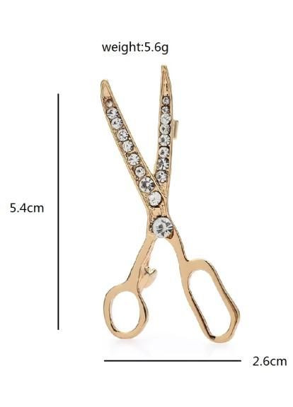 Брошь ножницы, булавка желтый металл No Brand (302526503)