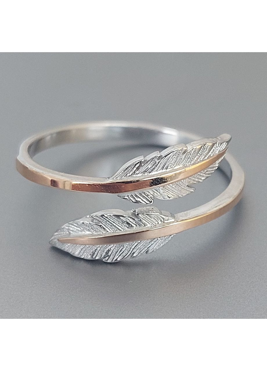 Кільце перо зі срібла з золотою накладкою розмір 17 No Brand (355921970)