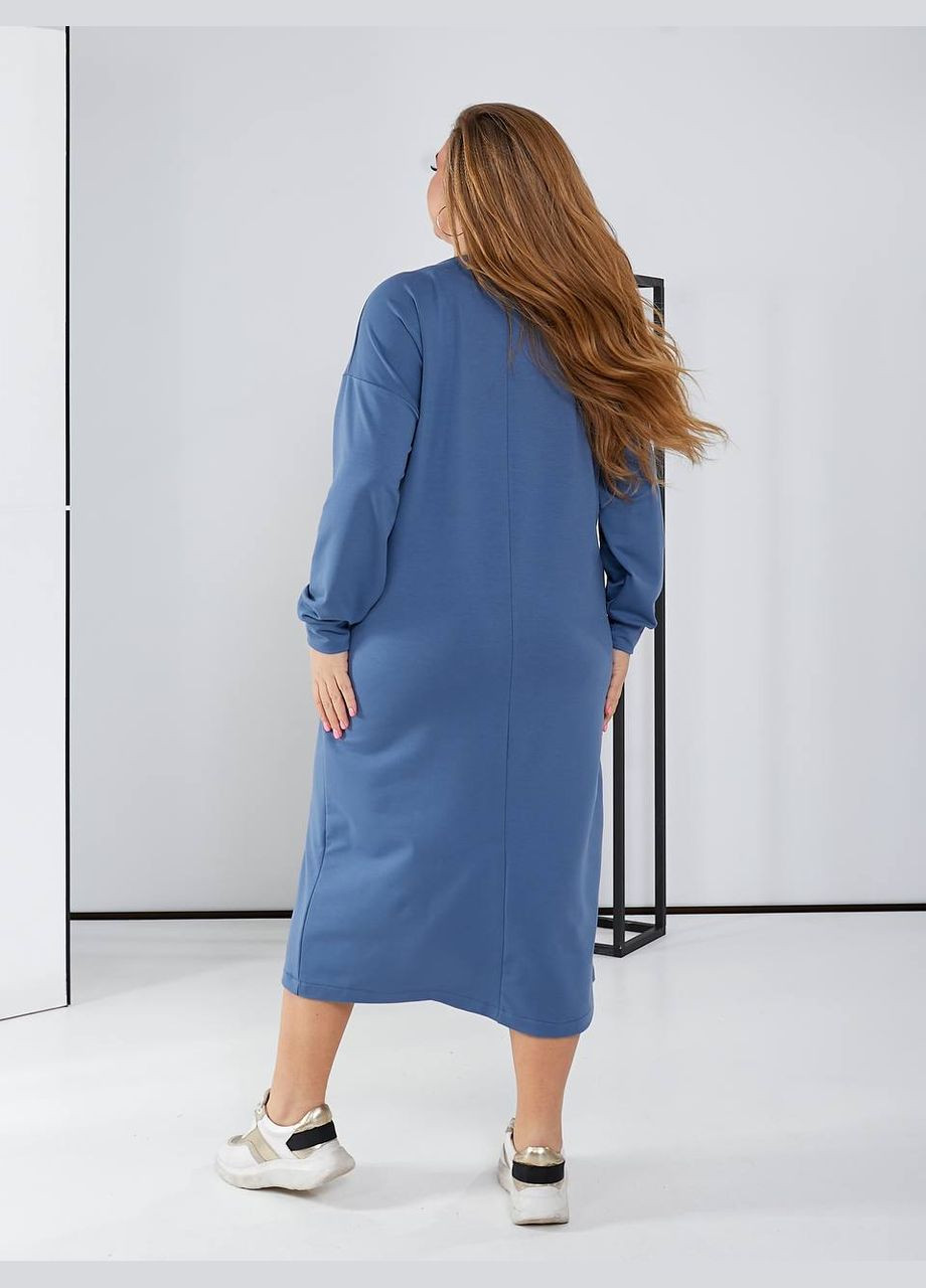 Синее женское платье в спортивном стиле цвет джинс р.48/50 450407 New Trend