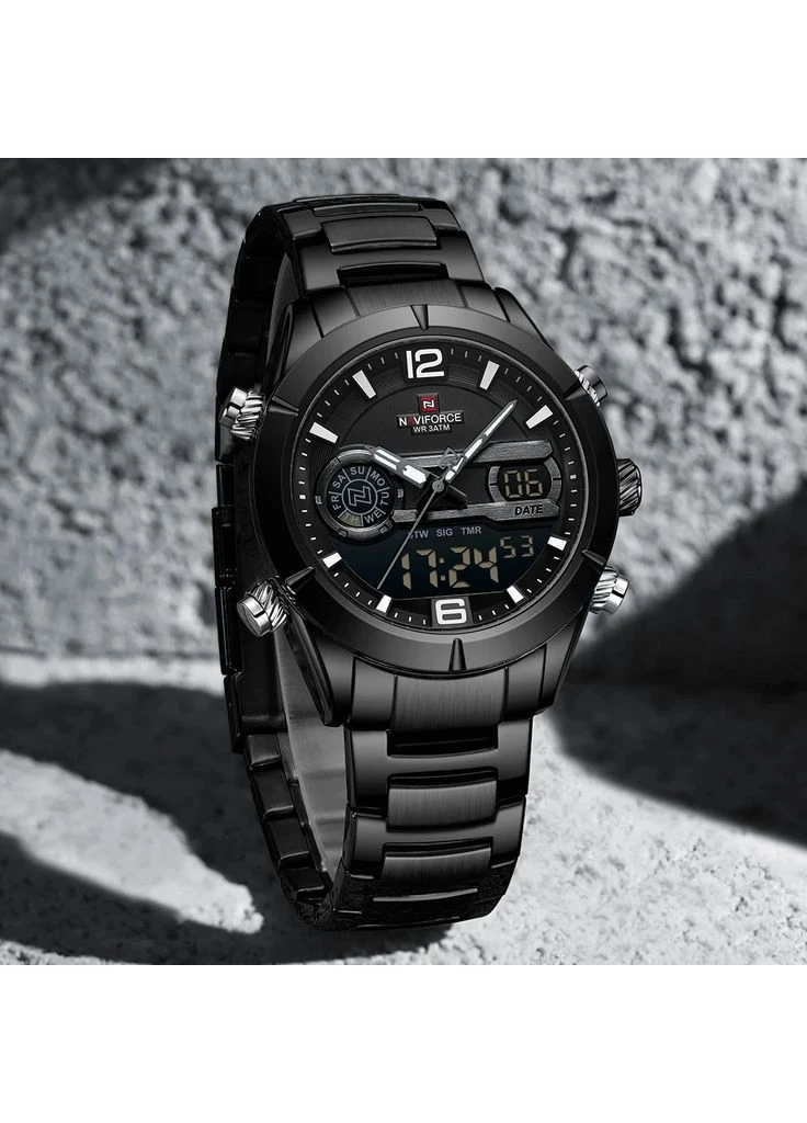 Наручний годинник Naviforce кварцовий чорний металевий 45x15,5 мм No Brand Aviator (401851032)