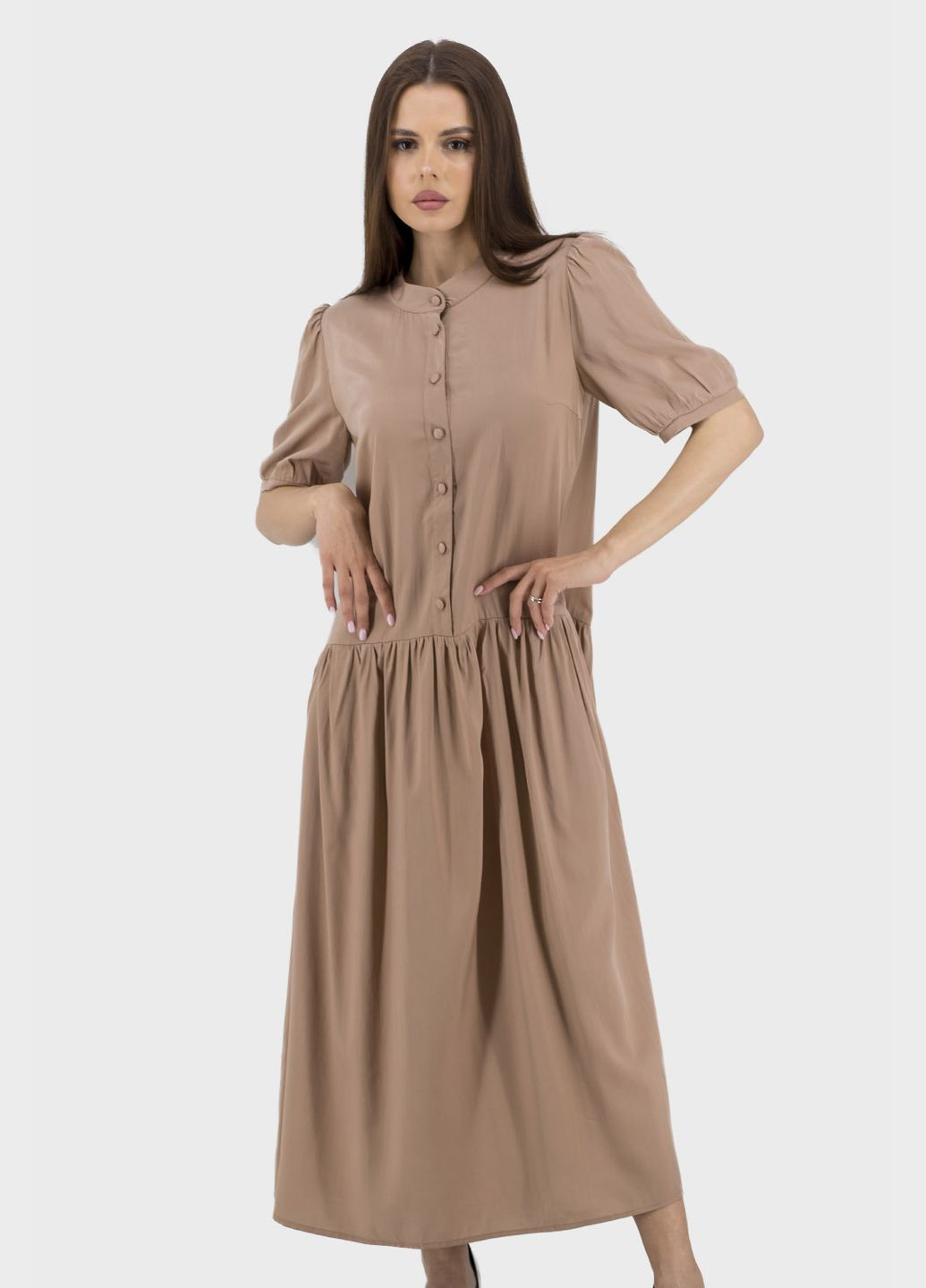 Бежевое кэжуал женское платье tell (, ), 39511 No Brand однотонное