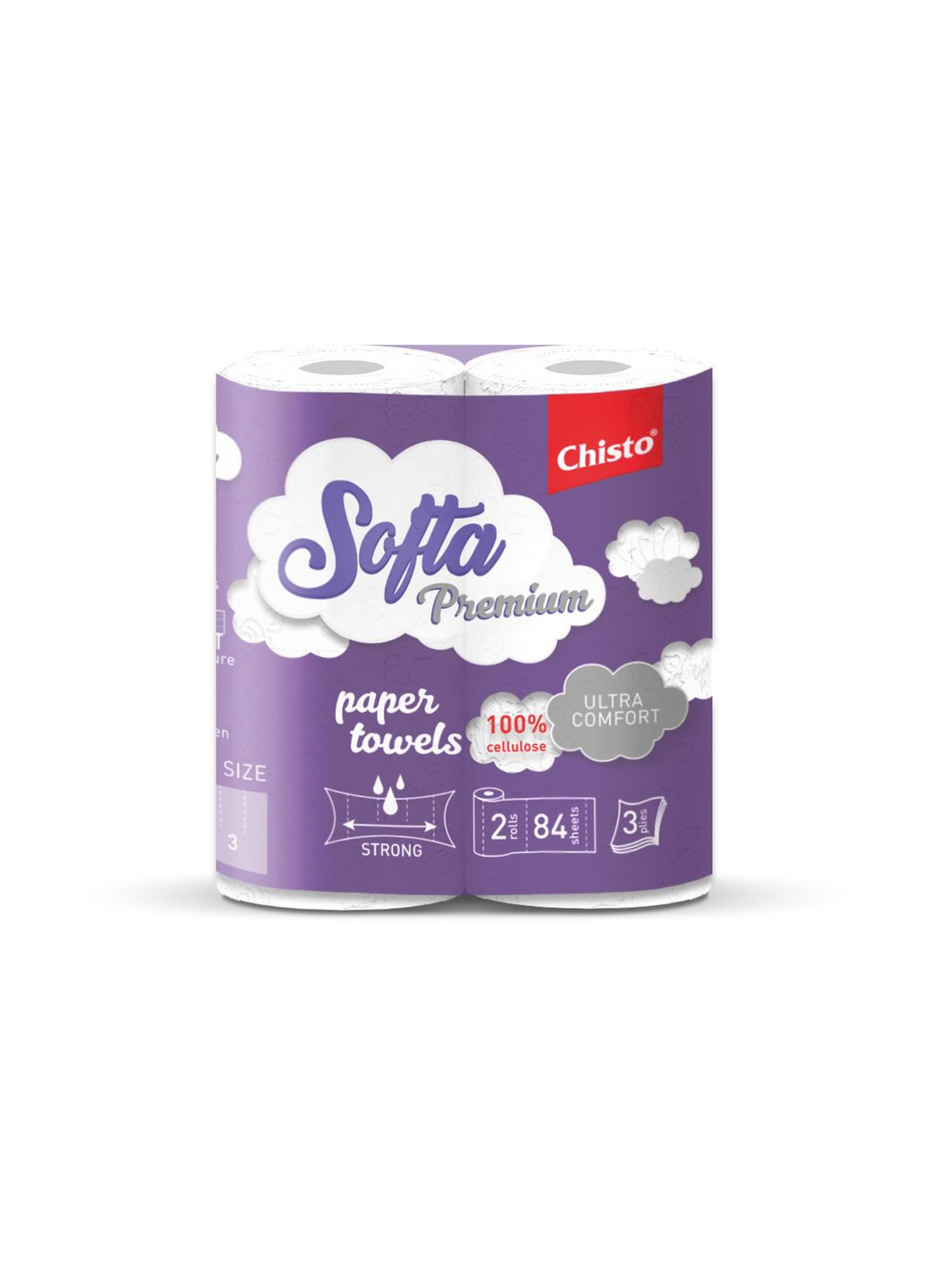 Softa Premium полотенце целлюл. на гильзе 2рул. 3-х шар. Chisto (322717203)