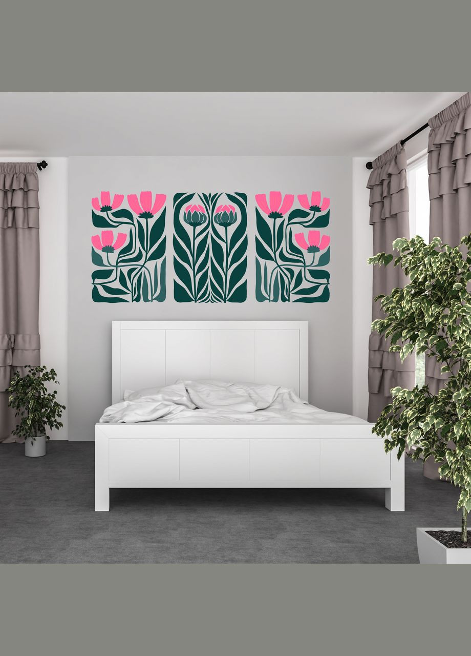 Вінілова інтер'єрна на стіну, шпалери та інші поверхні "Орнамент квіти" з Оракалу Кавун наклейка (316190154)