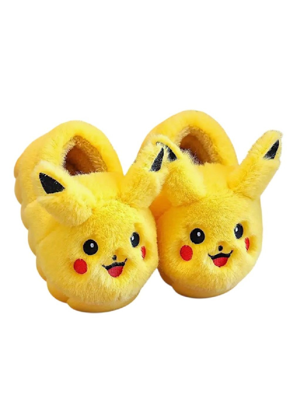 Желтые детские плюшевые домашние закрытые тапочки с ушками для детей мальчиков девочек (481307-prob) покемон пикачу размер 28-29 Unbranded