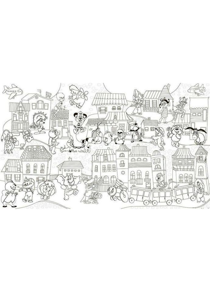 Шпалери-розмальовки Казкове місто герої з мультфільмів 60*100 см C-100028 Kolorit (324104002)