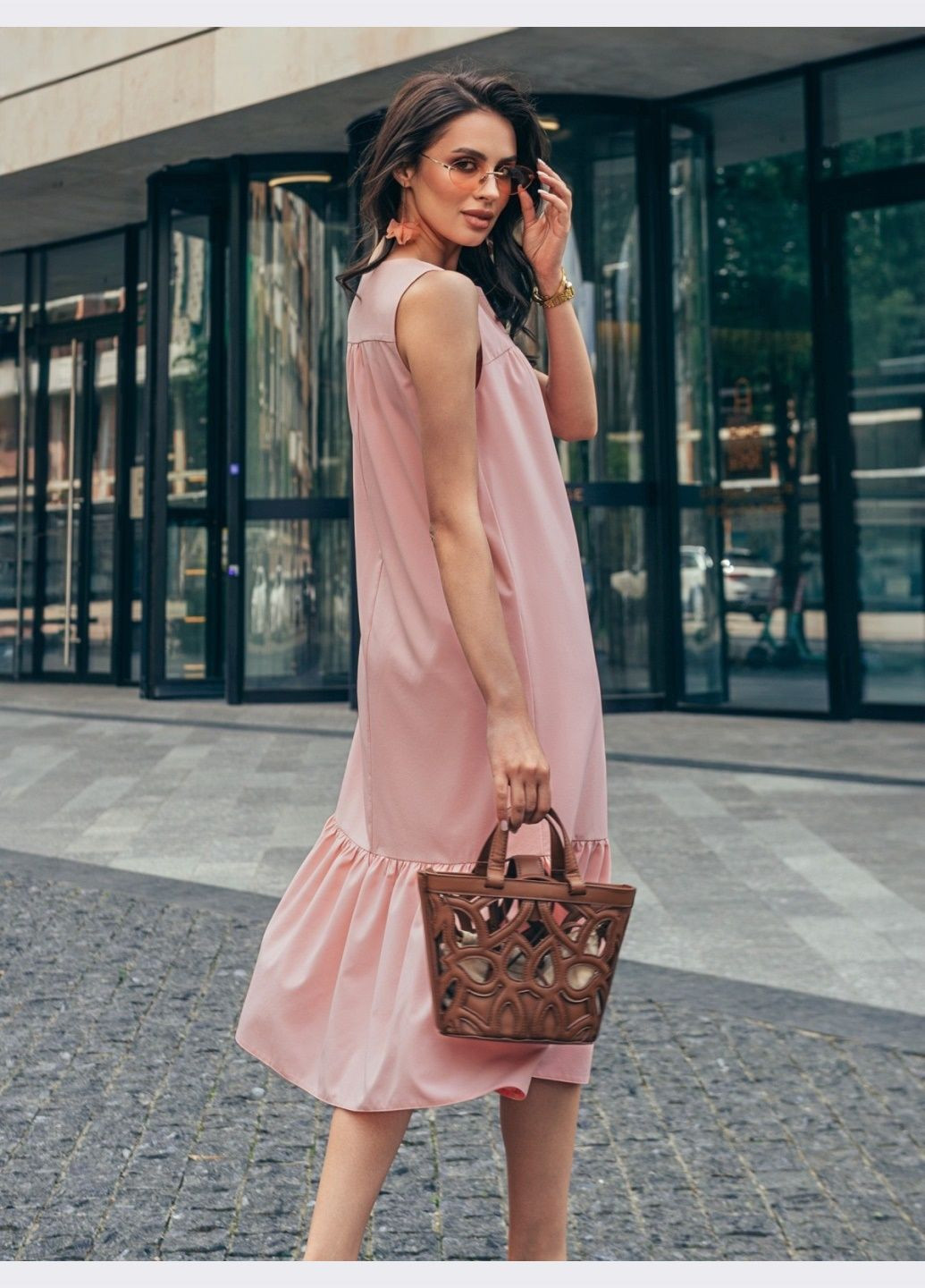 Рожева кежуал сукня вільного крою рожевого кольору Dressa однотонна