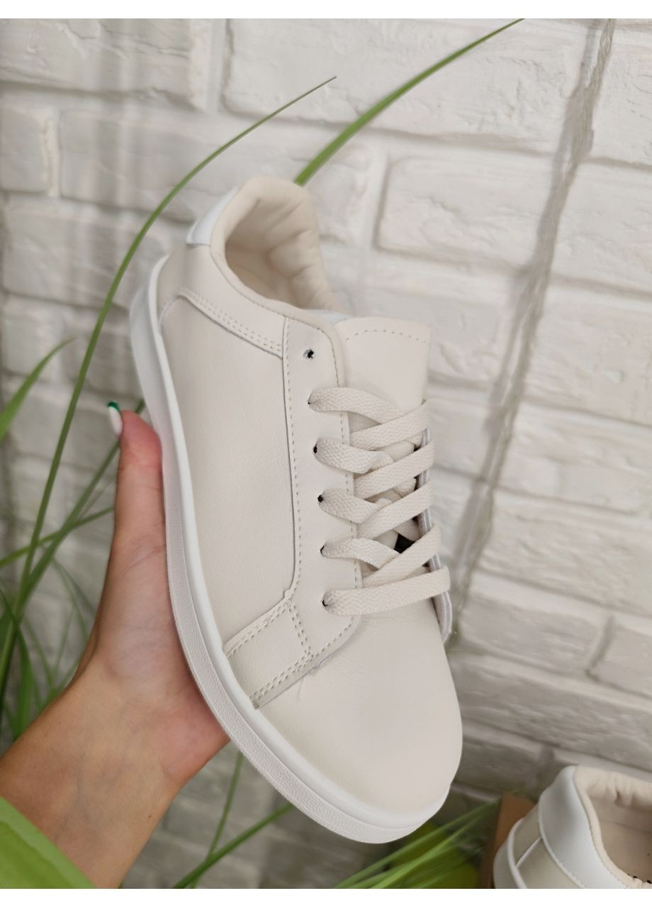 Женские демисезонные бело-бежевые кеды кроссовки шкирозам 36, 36.5, 36.5 Stilli бежевые демисезоны (352299981)