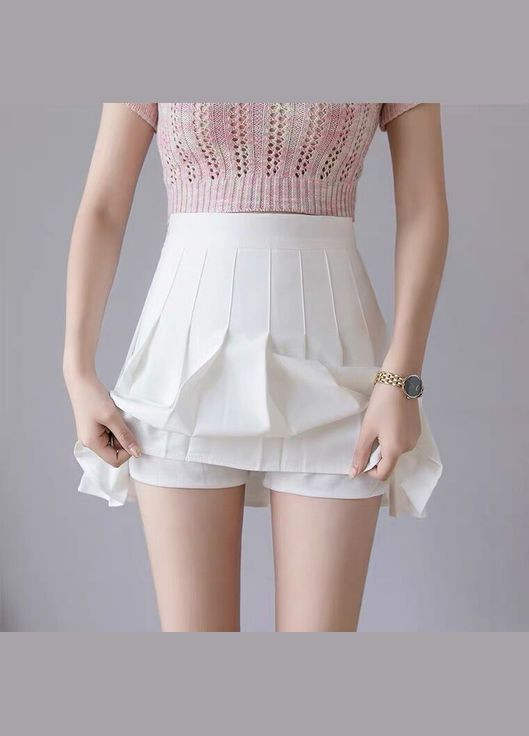 Белая офисная юбка плиссированная белая мини No Brand