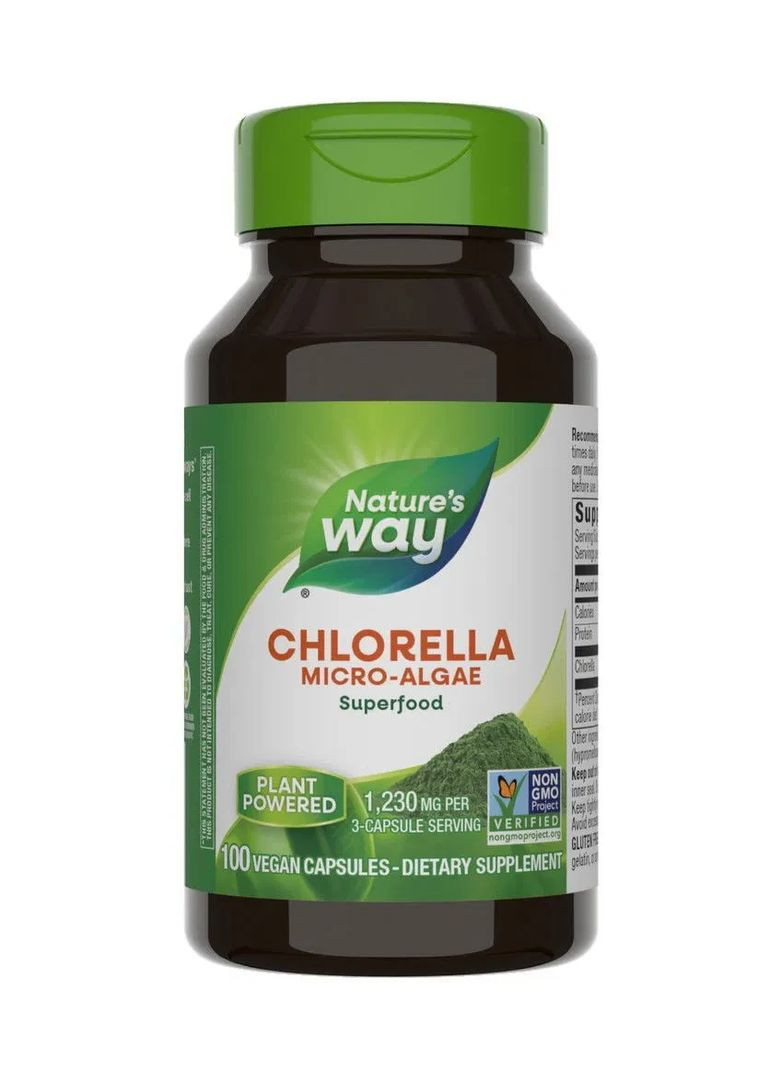 Хлорелла Chlorella Микроводоросли 1230 мг 100 капсул Nature's Way (361117086)
