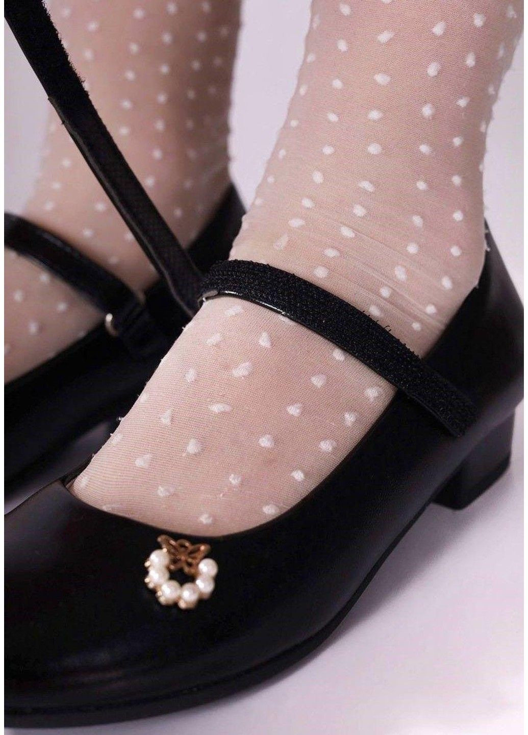 Черные туфли детские бусины черные Bessky