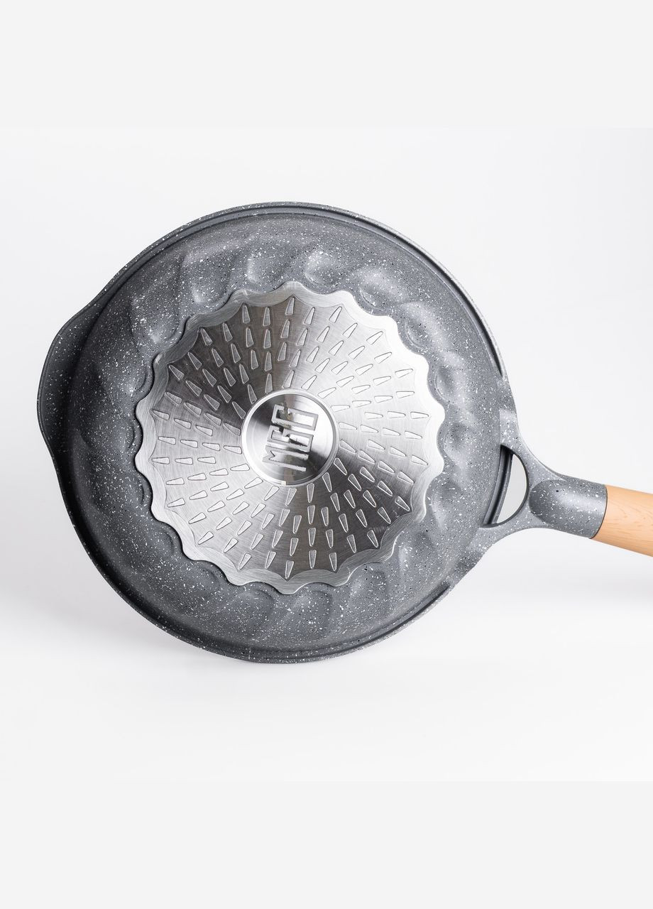 Алюмінієва сковорода 1,8 л, мармурове антипригарне покриття Ø 24 см, товсте дно Grey HP-4-418G MGC (306849950)
