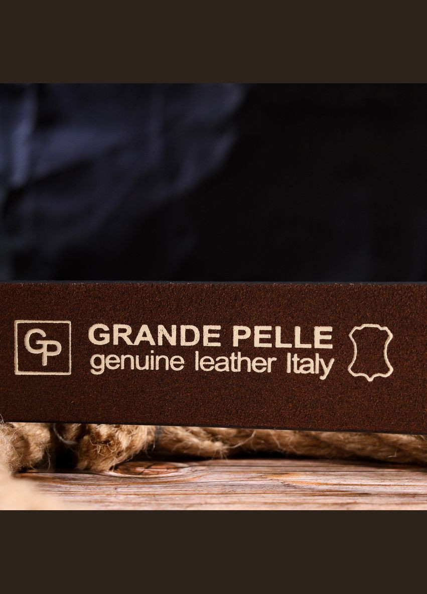 Якісний чоловічий ремінь із натуральної шкіри коричневий 21461 Grande Pelle (329199136)