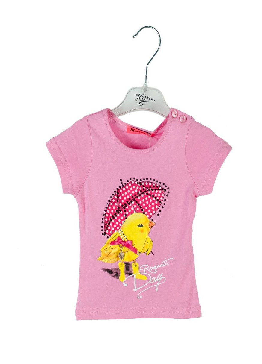 Рожева літня футболка бірюзовий Miss Image