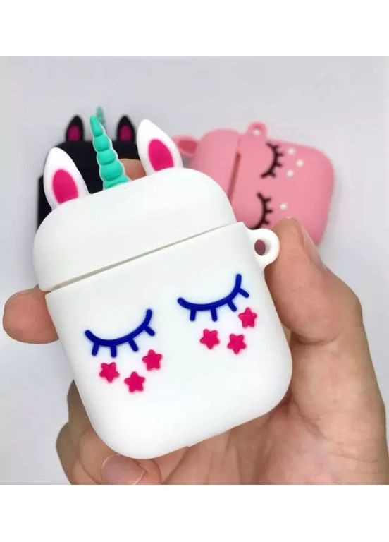 Чохол для навушників AirPods 1, 2 Єдиноріг силіконовий білий Trends Airpods 1/2 (360897122)