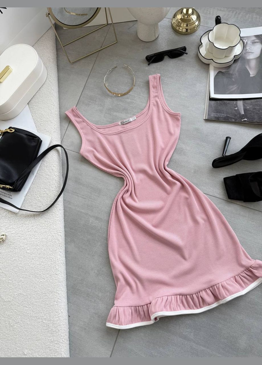 Розовое деловое, повседневный, кэжуал, вечернее женское платье силуэтная No Brand