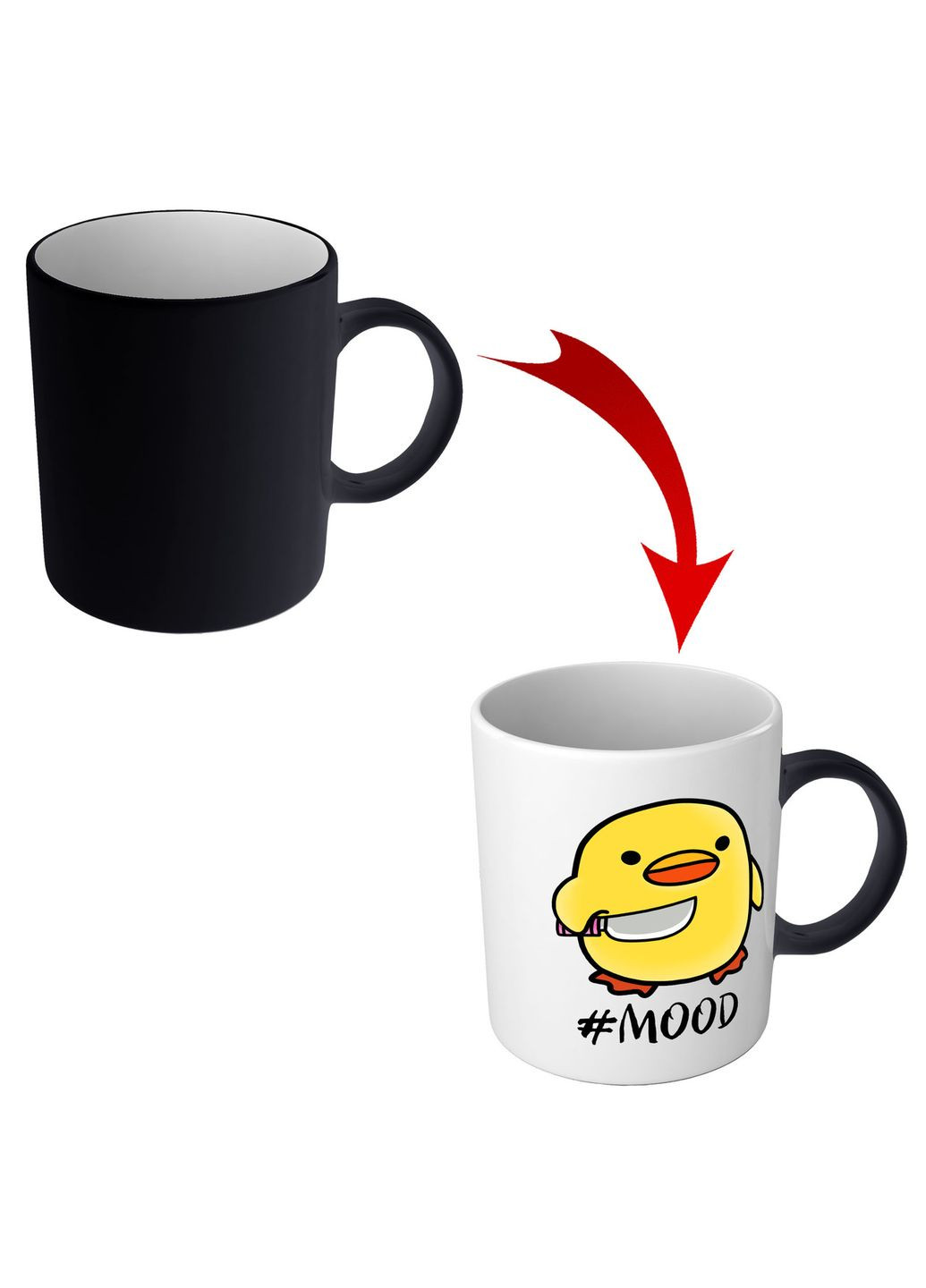 Прикольна чашка хамелеон Каченя з ножем Mood No Brand (302522440)