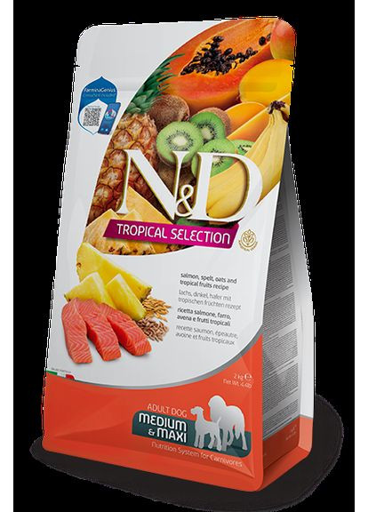 Сухой корм Dog Low Grain N&D Tropical Selection, Salmon, Spelt, Oats & Tropical Fruits Adult Medium/Maxi, 2 кг Farmina (360544069)