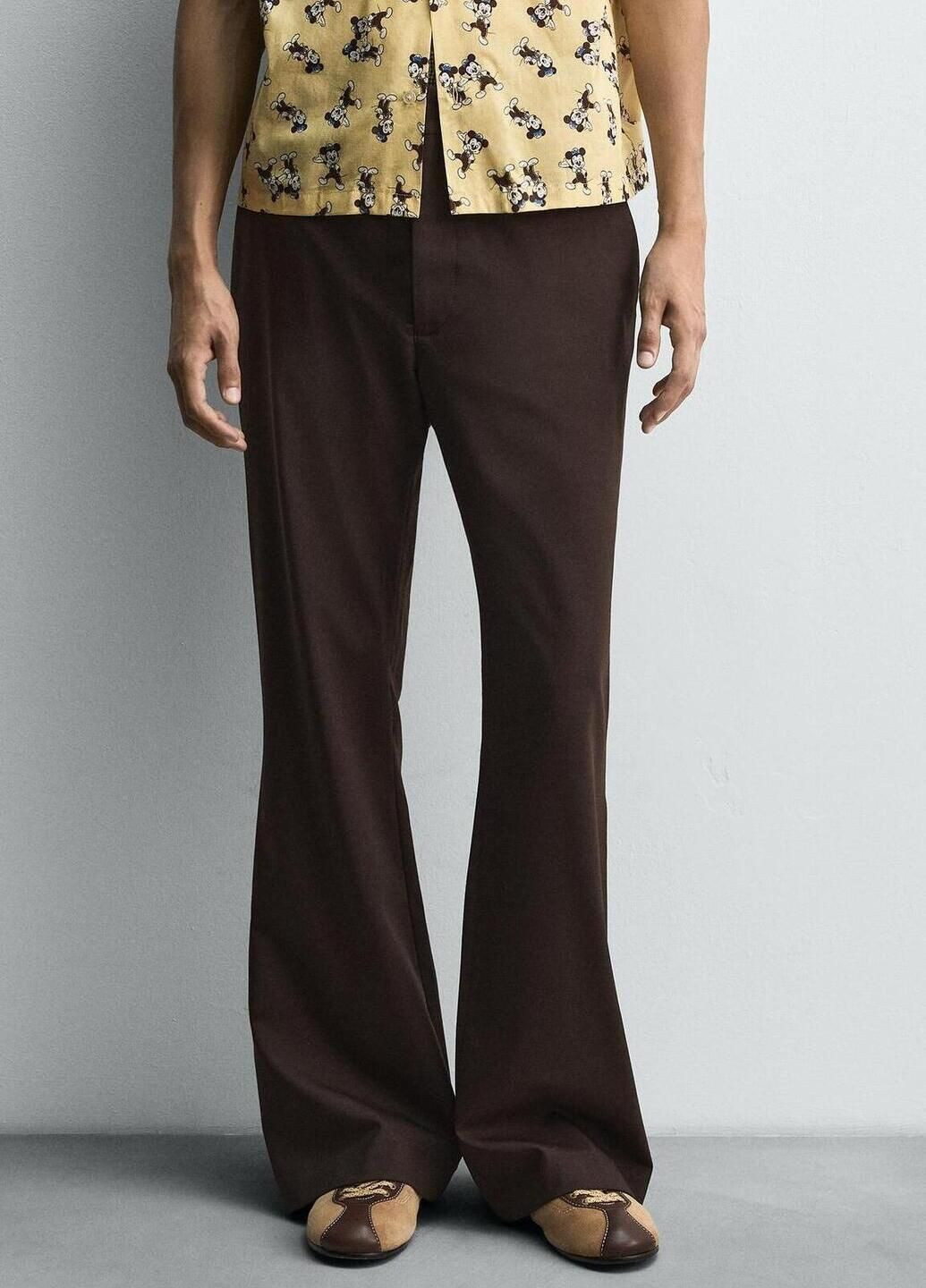 Коричневые кэжуал демисезонные брюки Zara