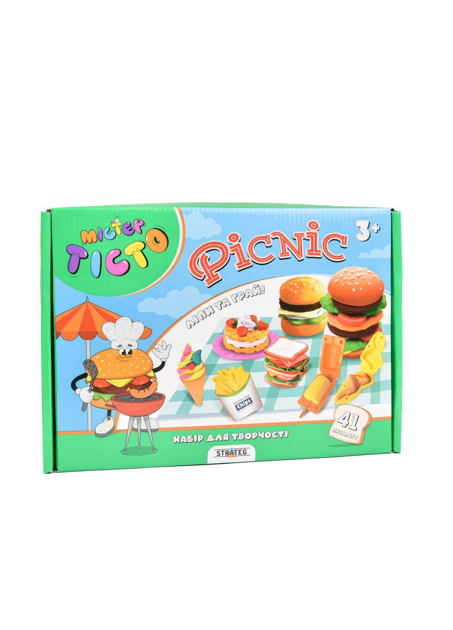 Набір для творчості для дітей 3+ Містер Тісто Picnic м'який розвивальний для ліплення 18 шт. Strateg (362424720)