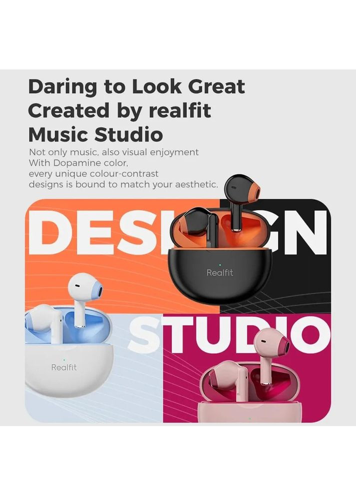 Безпровідні Bluetooth навушники RealFit F2 вкладиші, чорно-помаранчеві, 4 години роботи, Bluetooth 5.3 China (351854916)