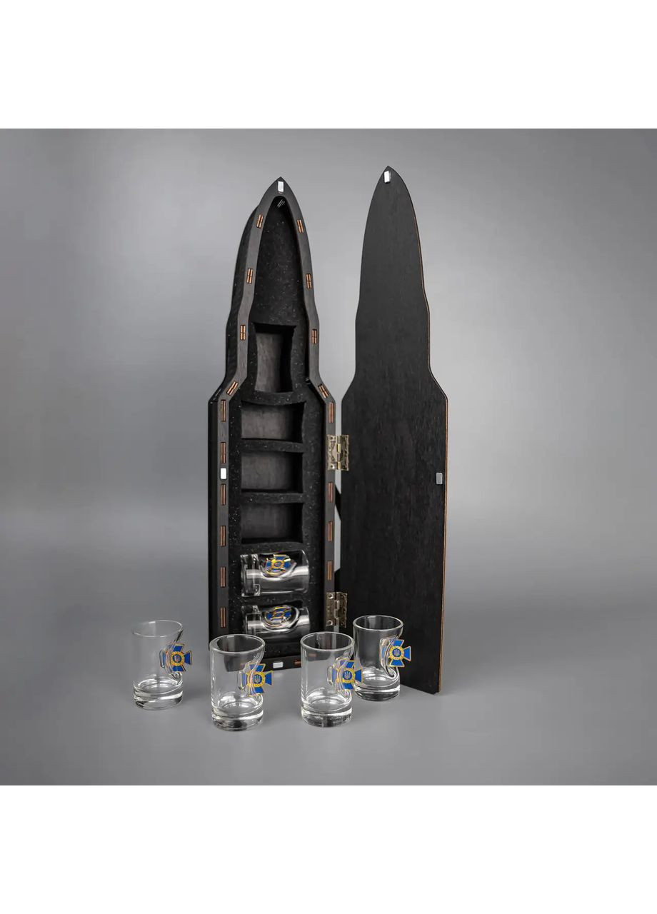 Подарочная стопка для водки 6 шт со вставками СБУ | Деревянная упаковка Handmade 225-001-051 (366889327)