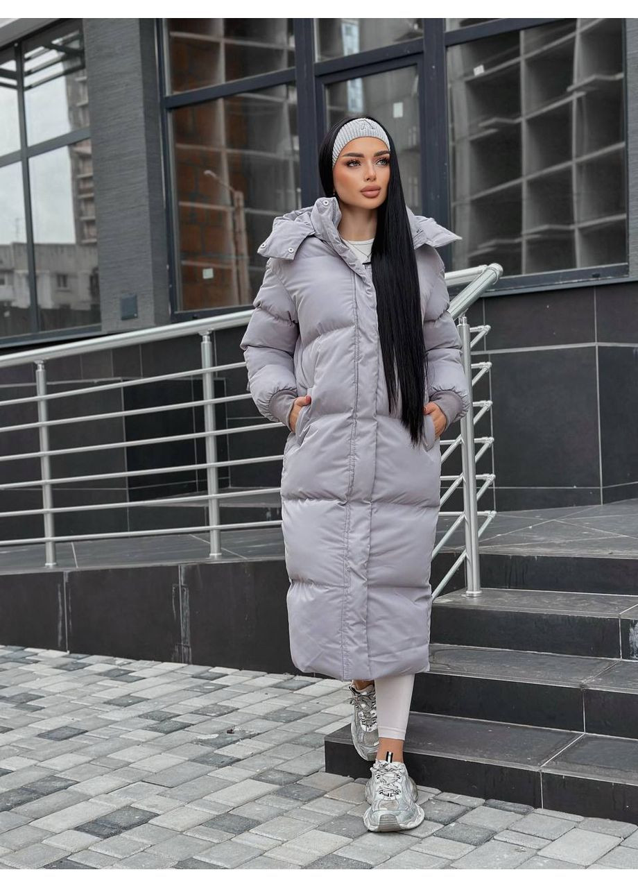 Серый демисезонный Пуховик Style Point