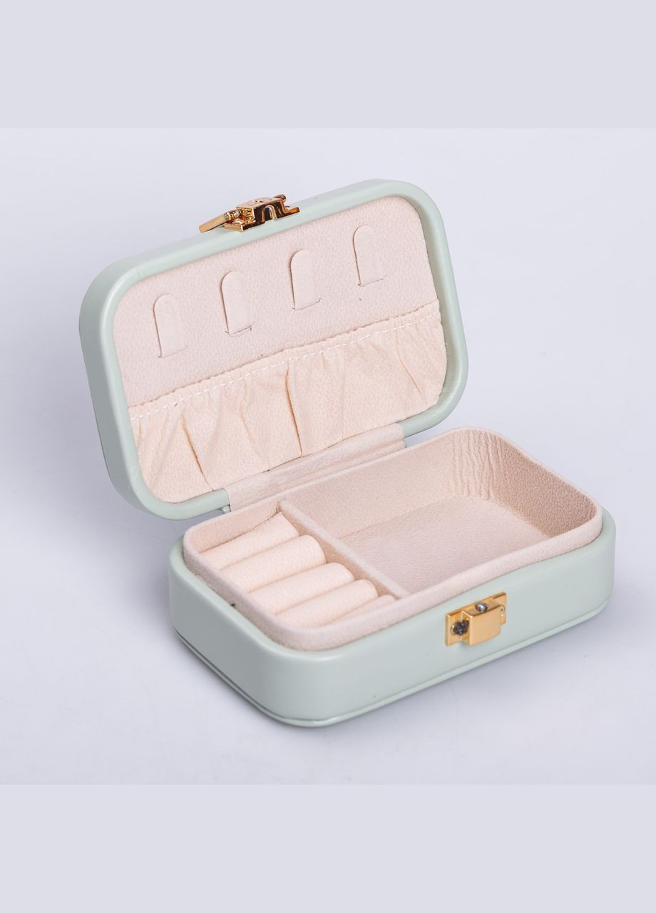 Скринька для прикрас з еко шкіри 12×7.5×4 см із застібкою органайзер для ювелірних виробів HP-5-34GR Yiwu (325922743)