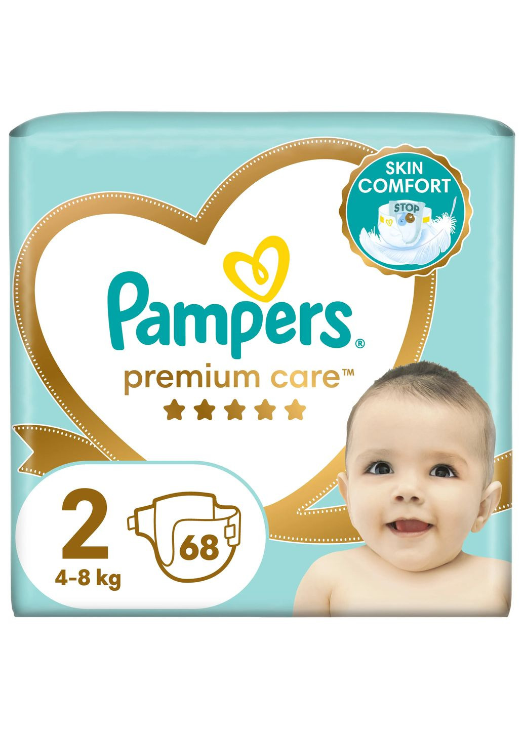Подгузники на липучках Premium Care 2 (4-8 кг), 68 шт. Pampers 81689703 (327223446)