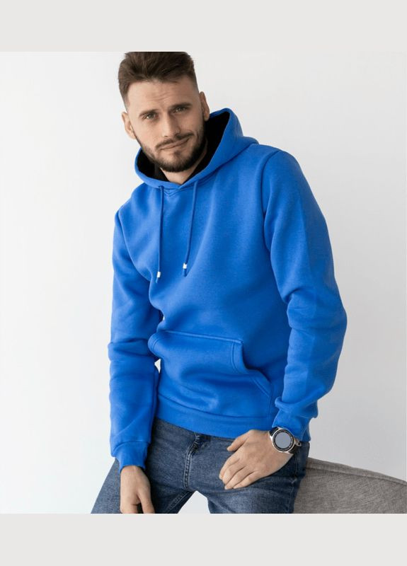 Синій однотонне класичне тепле худі Hector однотонний (315346660)