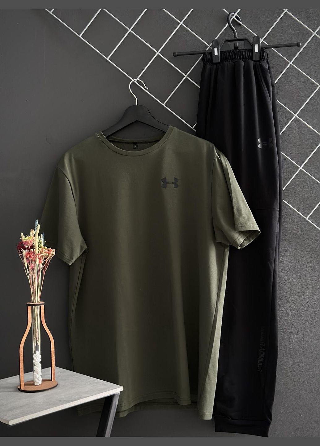 Штани чорні+ футболка хакі (весна/літо/осінь) No Brand (316944570)