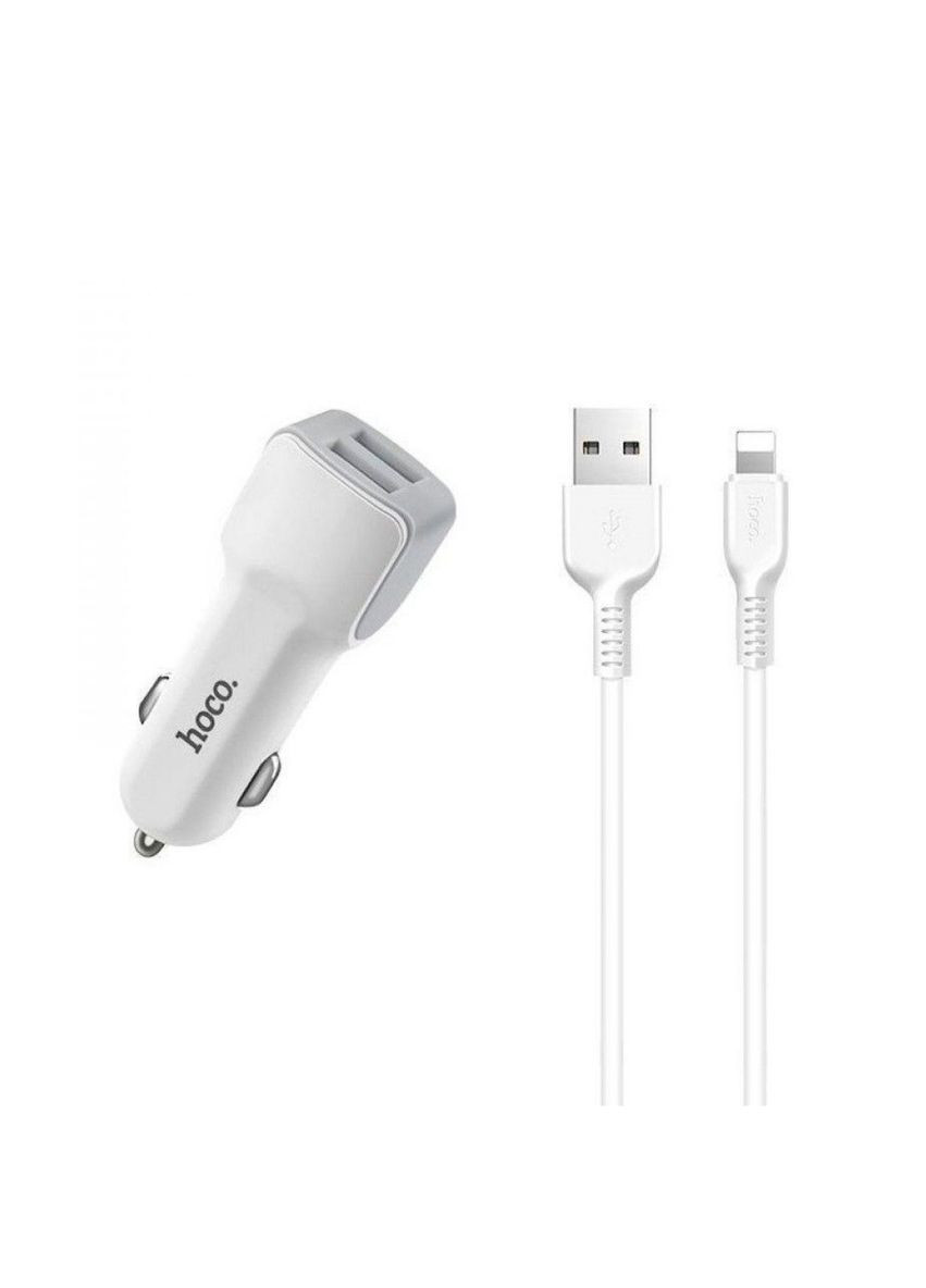 АЗП Z23 grand style dual-port car charger with Lightning 2USB 2.4A White Hoco (297453347)