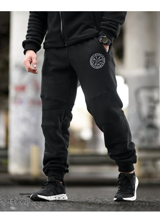 Чоловічий флісовий спортивний костюм Руни чорний осінь/зима No Brand (368848769)