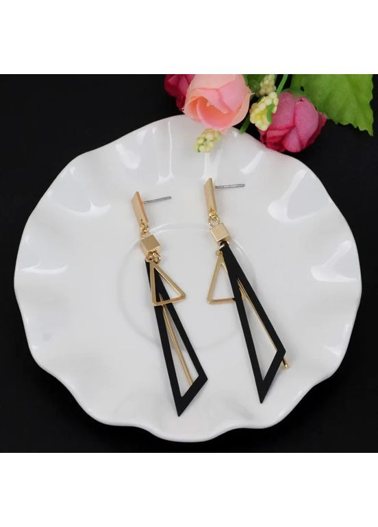 Сережки трикутник асиметричні чорні геометріичні паличка кисть сережки трикутники No Brand (360545394)