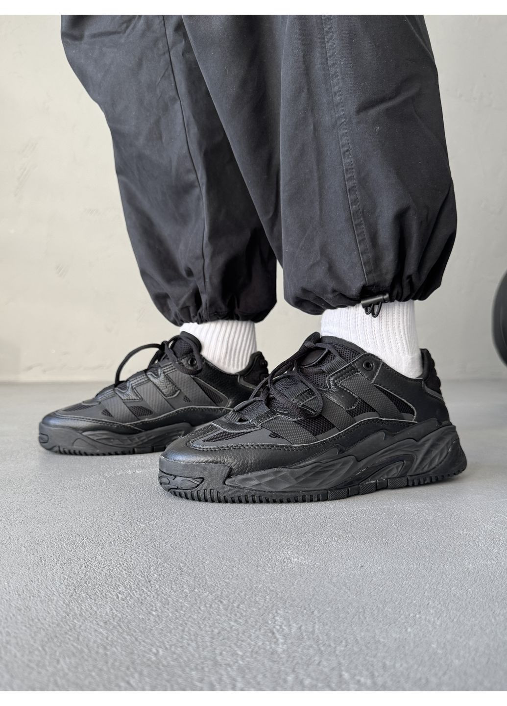 Чорні Осінні кросівки чоловічі adidas niteball black адідас найтбол No Brand