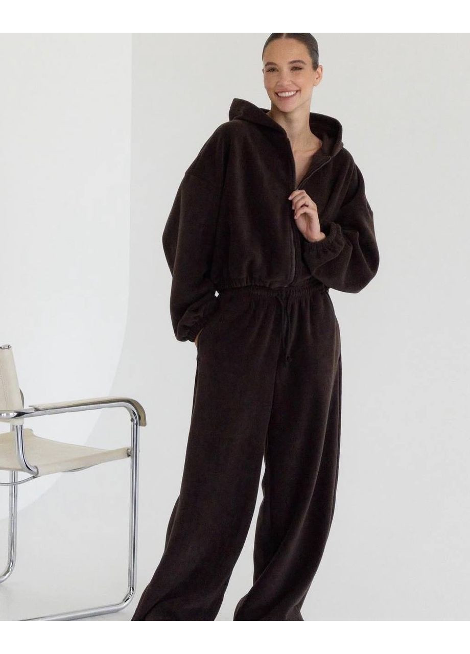 Жіночий флісовий костюм з капюшоном та затяжками на штанах — ЗАМІРИ В ОПИСІ DK/DL Мода без кордонів (372255198)