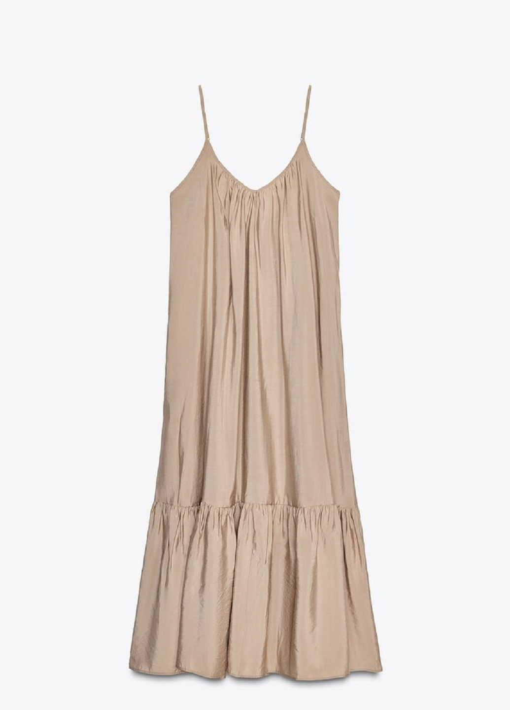 Светло-коричневое повседневный платье Zara однотонное