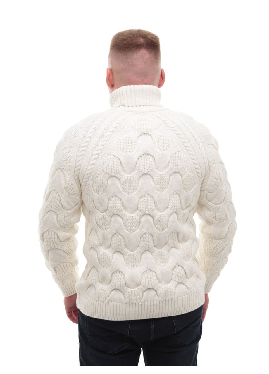Молочный зимний свитер мужской зимний вязаный с горлом джемпер Pulltonic Пряма