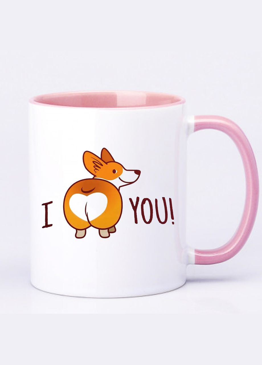 Чашка з принтом "I love you" 330мл (колір рожевий) (17901) No Brand (312487775)