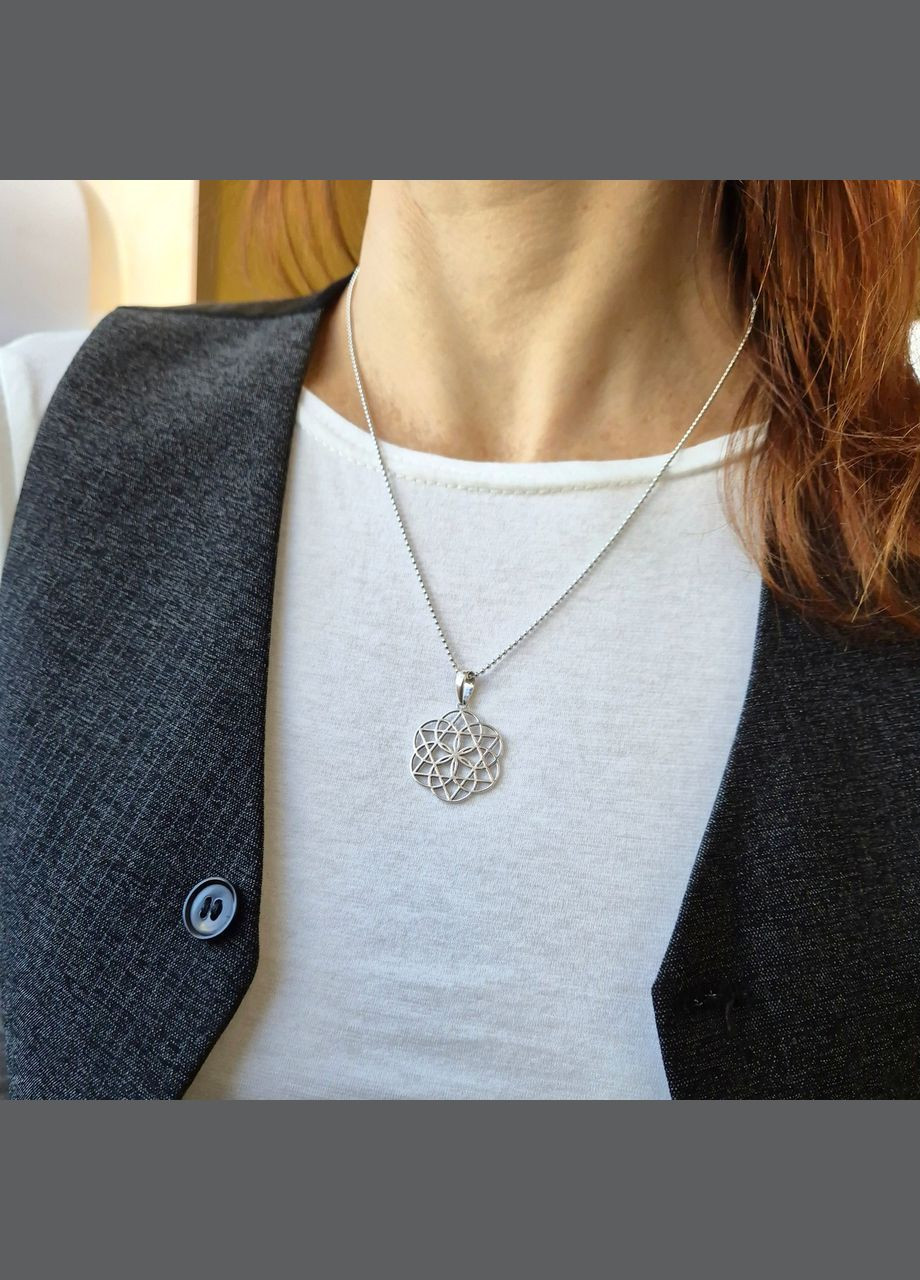 Срібна підвіска оберіг амулет Квітка Життя срібло 925 проби Родоване (АРТ.89104) 1.98г No Brand (306741981)