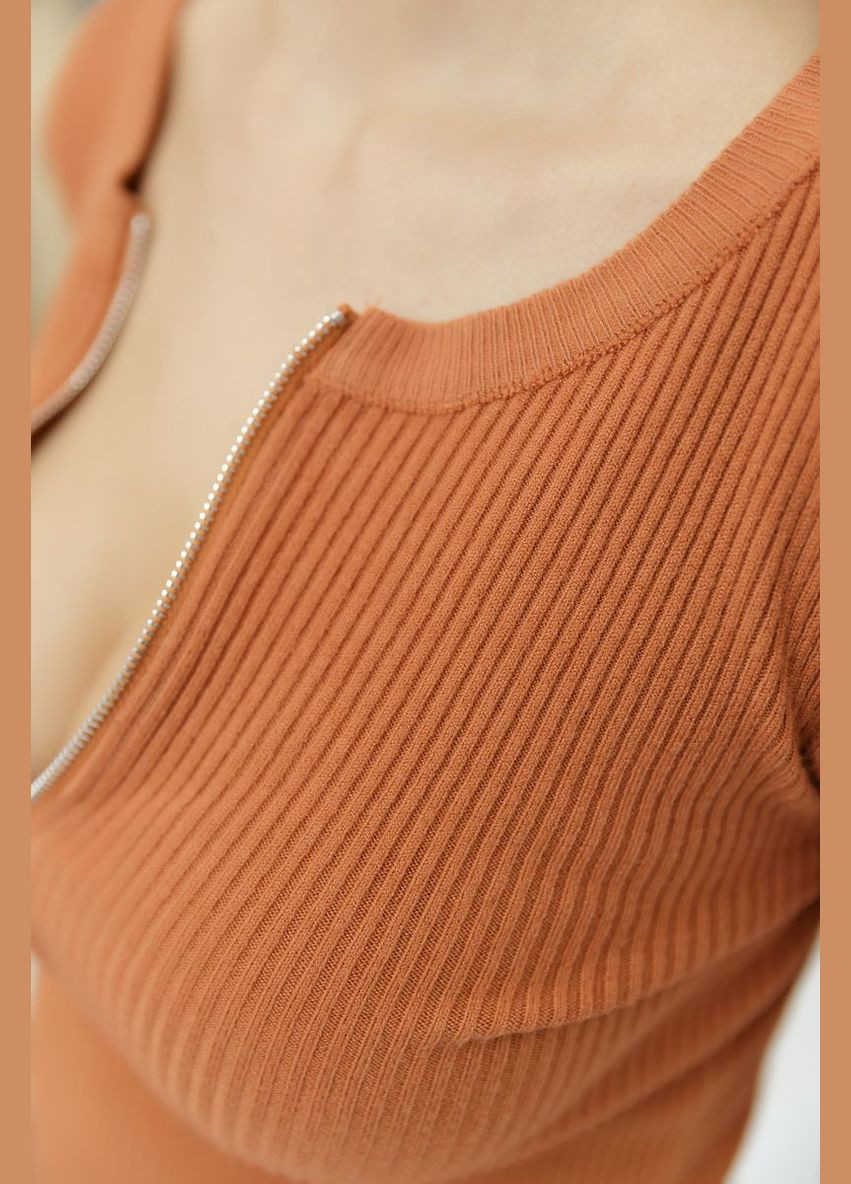 Кофта жіноча на блискавці в рубчик, колір фісташковий, Ager (288750941)
