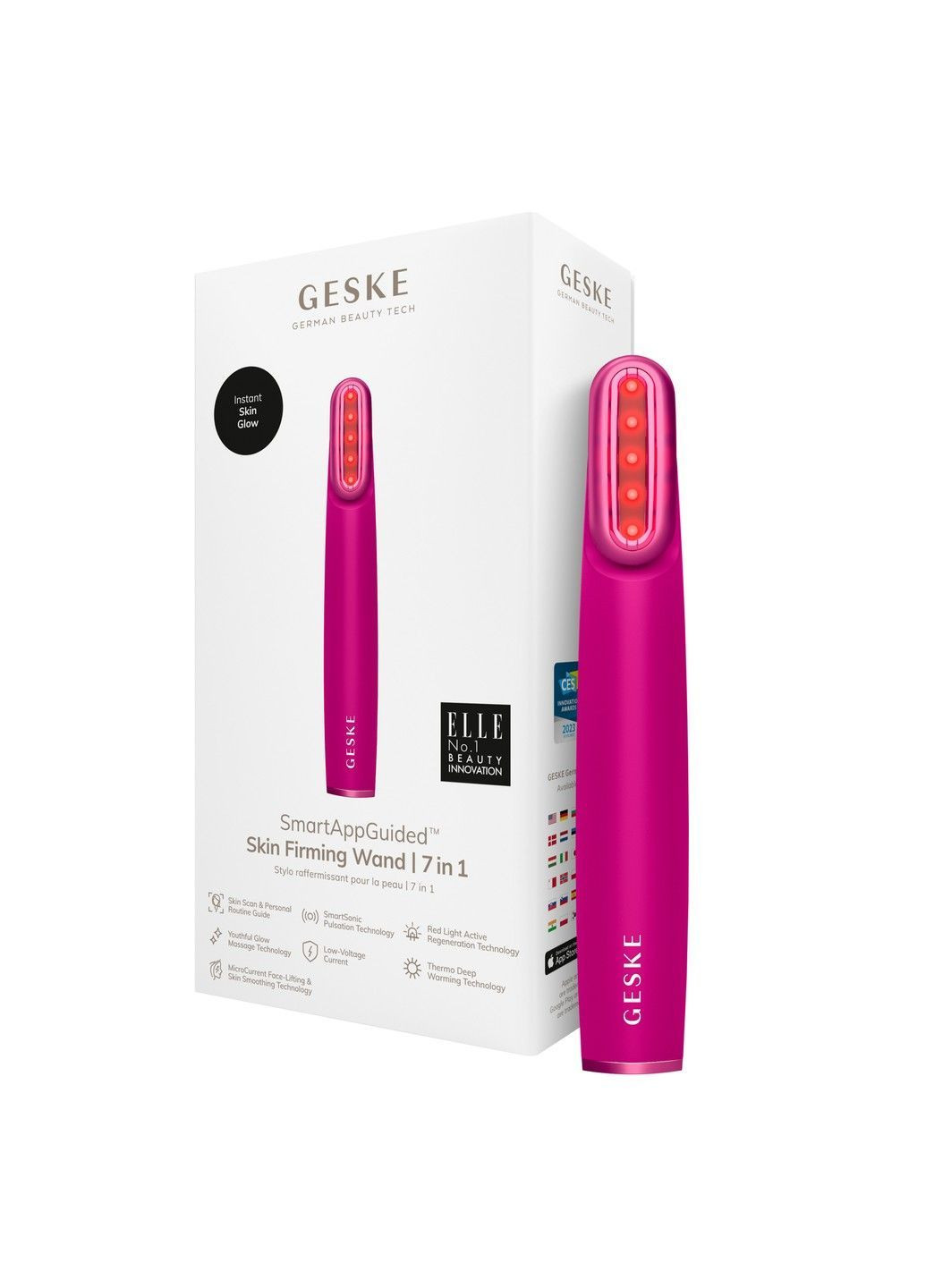 Устройство для укрепления и тонизации кожи лица с поворотной головкой Skin Firming Wand 7в1 magenta GESKE (363985422)