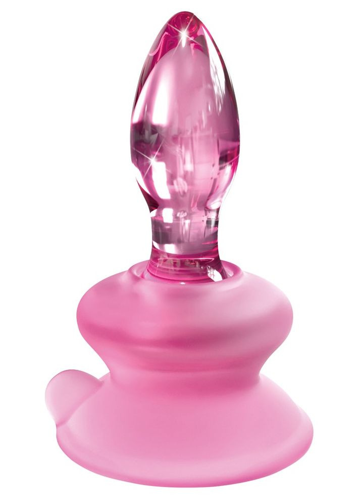 Анальная пробка с присоской Icicles No. 90, стеклянная, розовая Pipedream (297395142)
