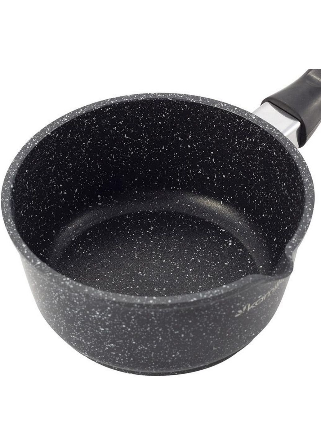 Ківш Black Marble індукційний, зі скляною кришкою Ø16х8 см Kamille (289364264)