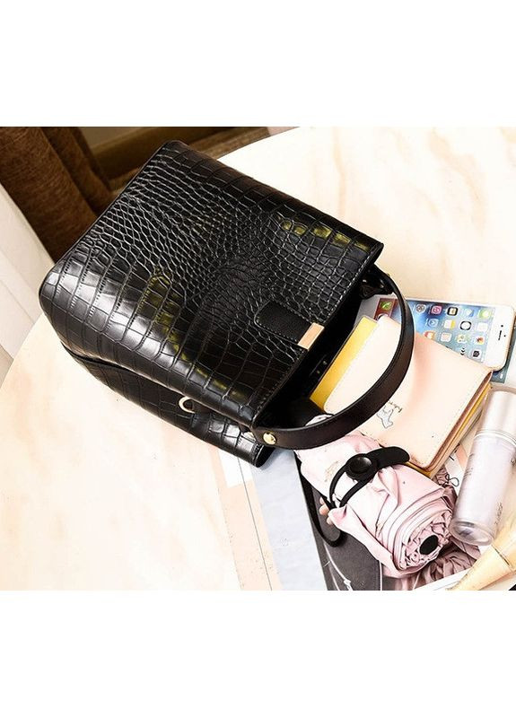 Женская сумочка под рептилию на плечо экокожа черная ProDobro (363222485)