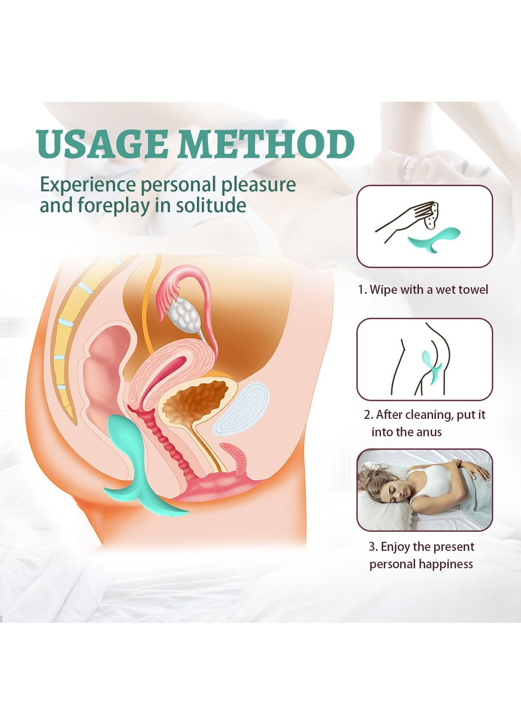 Анальний вібратор Sally з дистанційним керуванням, бірюзовий, 10 режимів вібрації Every Night Toys (366667808)